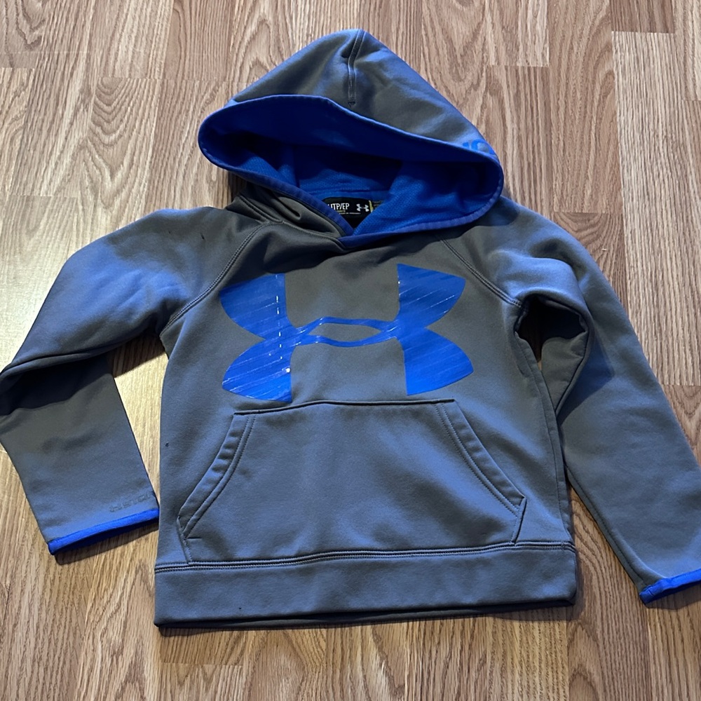 Under Armour Kids Hoodie in Gray with Blue Logo